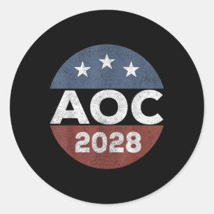 Sticker Rond Rétro Alexandria Ocasio Cortez Merch 2028 Uni-adul