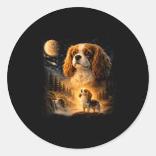 Sticker Rond Rétro années 90 cavalier king charles spaniel hurl