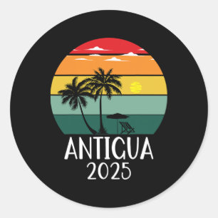 Sticker Rond Retro Antigua 2025 Famille Trip Group Vacation Mat