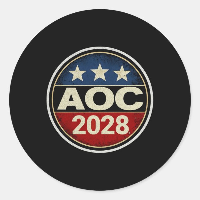 Sticker Rond Rétro Aoc 2028 Lutte contre l'oligarchie Manifesta (Devant)