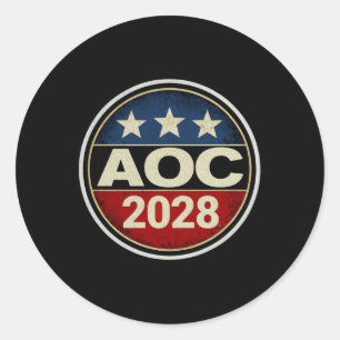 Sticker Rond Rétro Aoc 2028 Lutte contre l'oligarchie Manifesta