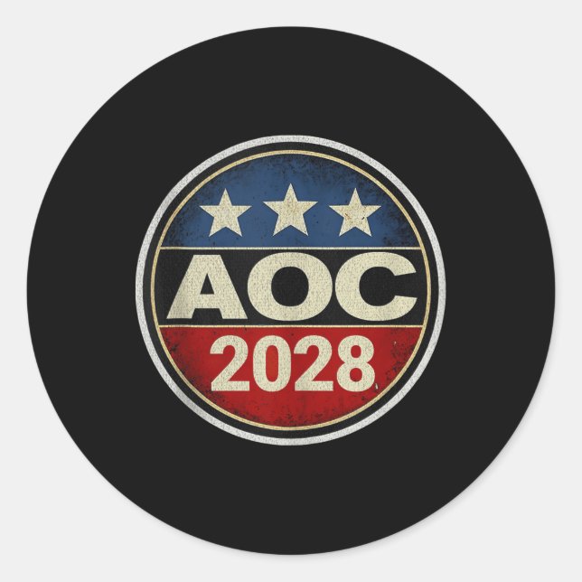 Sticker Rond Rétro Aoc 2028 Lutte contre l'oligarchie Manifesta (Devant)