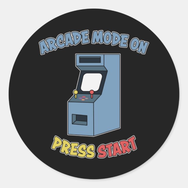Sticker Rond Retro Arcade Video Game Machine Retro Games Cadeau (Devant)