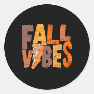 Sticker Rond Retro Automne Vibes Saison Citrouille Automne Homm