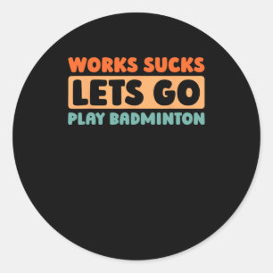 Sticker Rond Retro Badminton Player Court - Racquet Vintage Shu