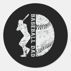 Sticker Rond Retro Baseball Papa Bonne Fête des pères Pour Homm