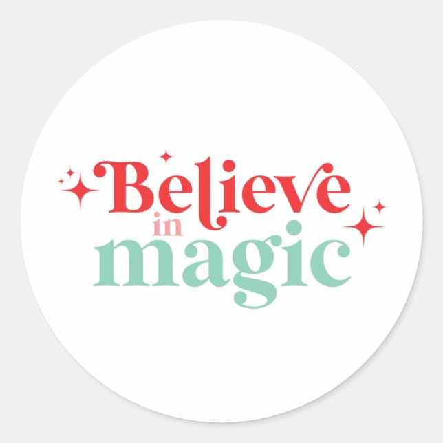 Sticker Rond Retro Believe in Magic Christmas boho font (Devant)