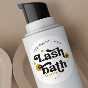 Sticker Rond Rétro Black Yellow Lash Extensions Nettoyeur de mo