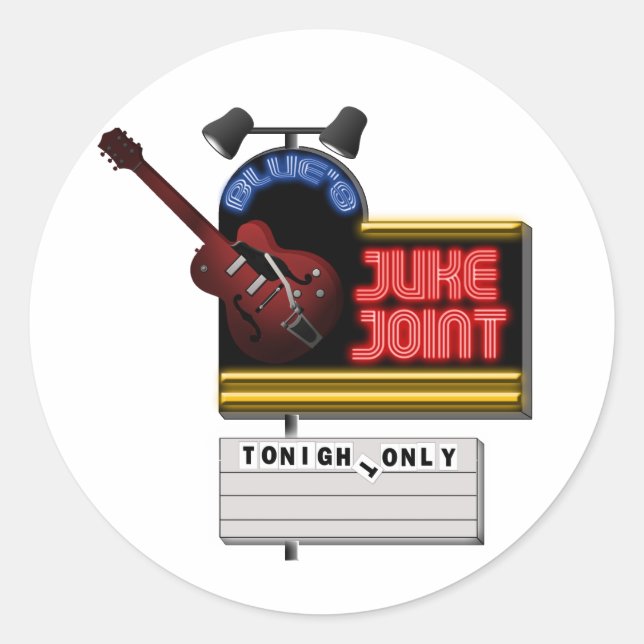 Sticker Rond Retro Blues Juke Joint (Devant)