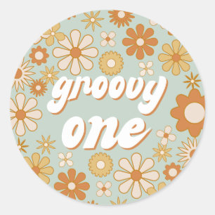 Sticker Rond Retro Boho Super One Hippie Premier Anniversaire C