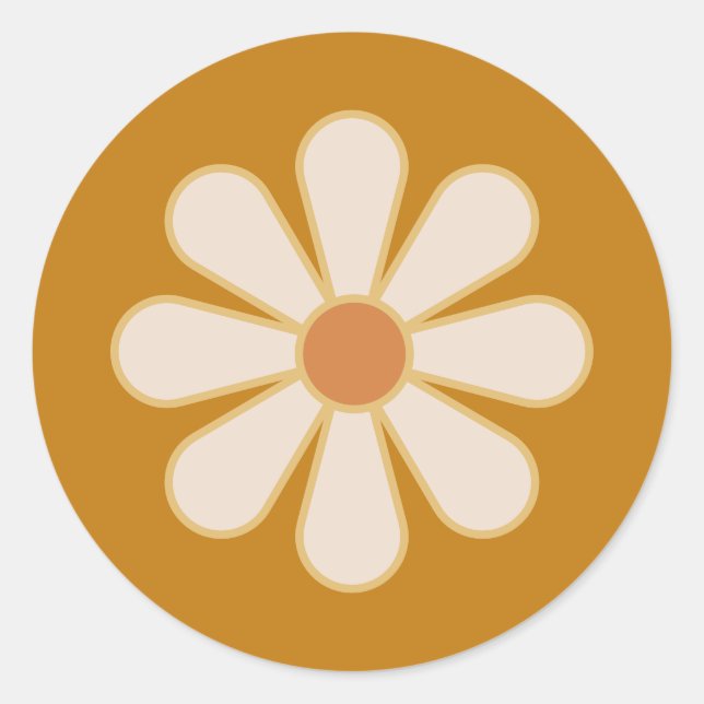 Sticker Rond Retro Boho Vintage Daisy (Devant)