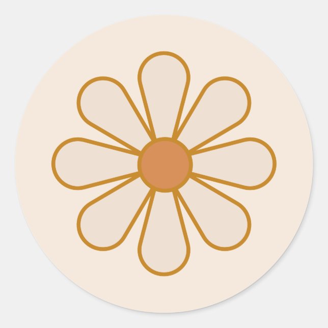 Sticker Rond Retro Boho Vintage Daisy (Devant)