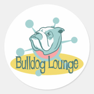 Sticker Rond Retro Bulldog Lounge