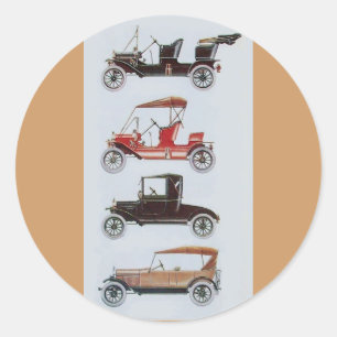 Sticker Rond RETRO CARS 2- réparation automobile brun