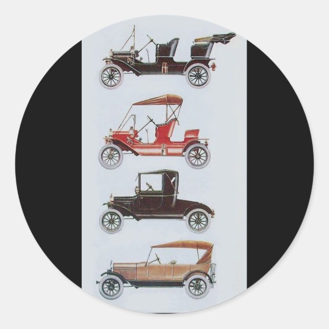 Sticker Rond RETRO CARS 2- réparation automobile brun (Devant)