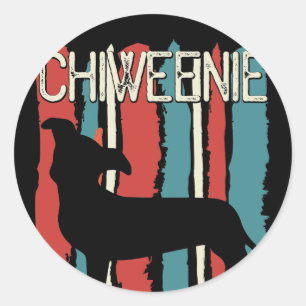 Sticker Rond Rétro chien vintage de Chiweenie