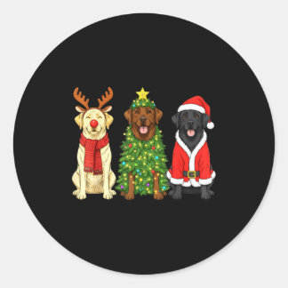 Sticker Rond Retro Christmas Labrador Retriever Santa Reindeer 