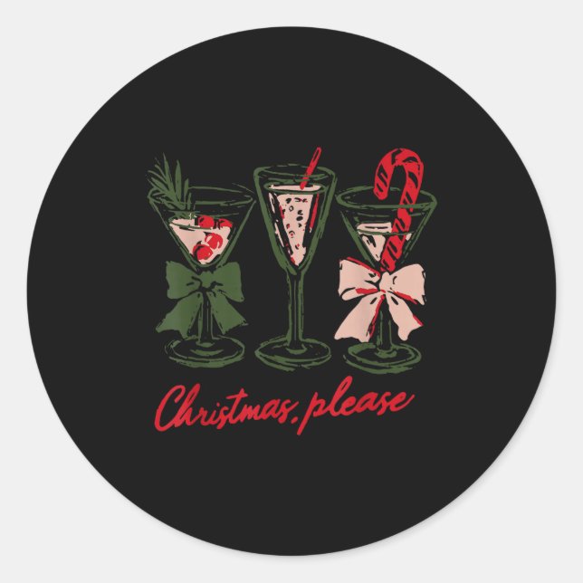 Sticker Rond Retro Christmas Please Retro Festive Tail Coquette (Devant)