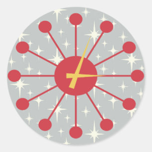 Sticker Rond Rétro conception atomique d'horloge de MCM