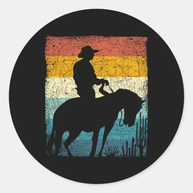 Sticker Rond Retro Cowboy (Devant)