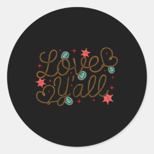 Sticker Rond Retro Cowboy Valentines Day Western Howdy Valentin
