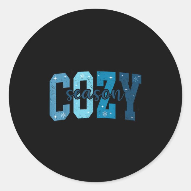 Sticker Rond Retro Cozy Season Cute Winter Vibes Tis The Season (Devant)