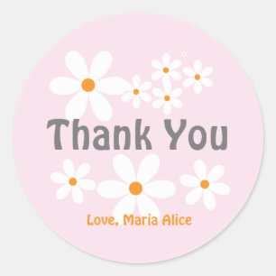 Sticker Rond Retro daisy boho fête fleurie merci