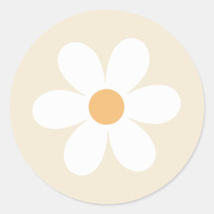 sticker rond rétro daisy tan boho classique