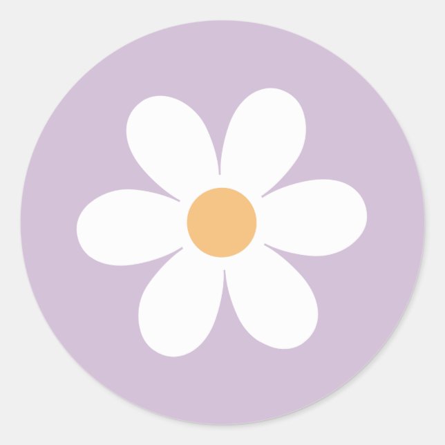 Sticker Rond Retro Daisy violet (Devant)