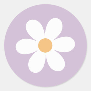 Sticker Rond Retro Daisy violet