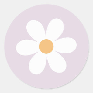 Sticker Rond Retro Daisy violet