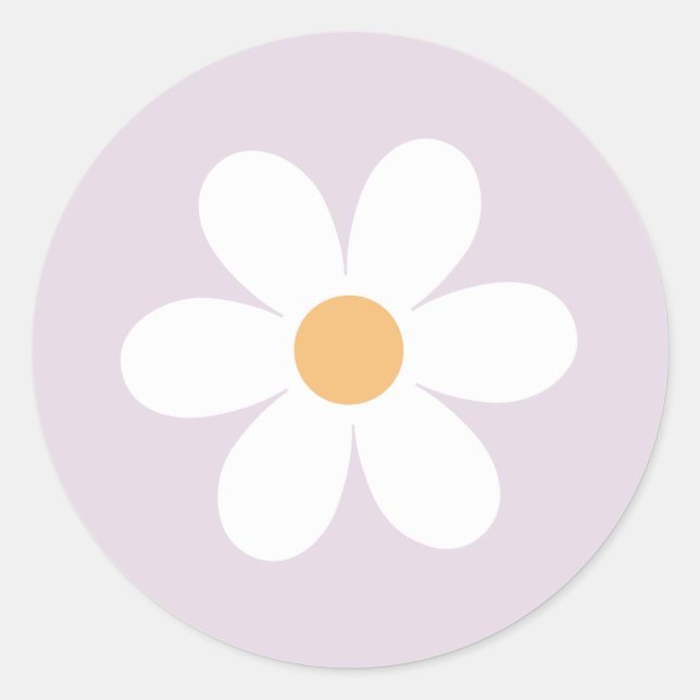 Sticker Rond Retro Daisy violet (Devant)