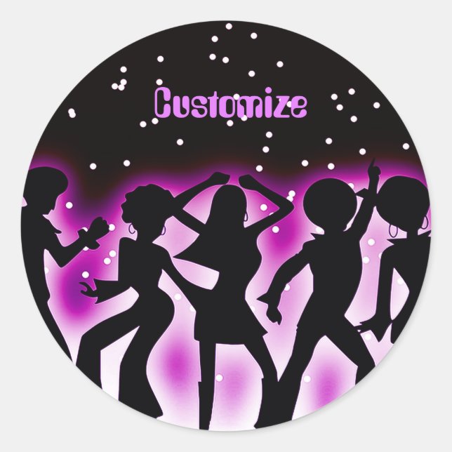 Sticker Rond Retro Dance Party rose (Devant)