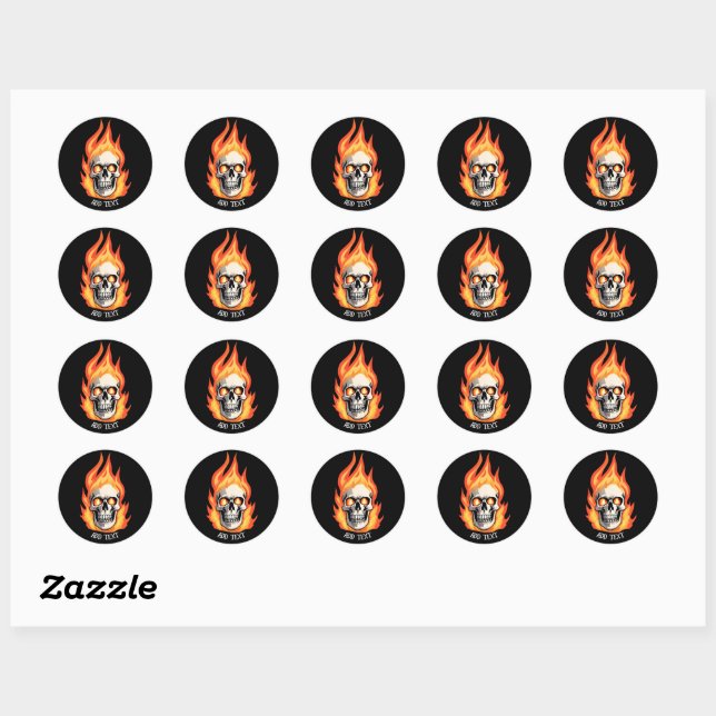 Sticker Rond Rétro Dead Burning squelette Crâne en feu do-it-yo (Feuille)