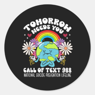 Sticker Rond Retro Demain A Besoin De Vous 988 Prévention Du Su