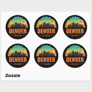 Sticker Rond Retro Denver City Colorado États-Unis Coucher de 