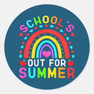 Sticker Rond Retro Dernière Journée D'Écoles Sorties Pour L'Été