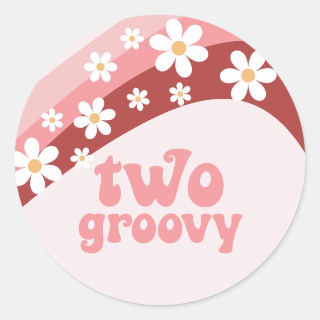 Sticker Rond Retro Deux marguerite Super boho floral 2e anniver (Devant)