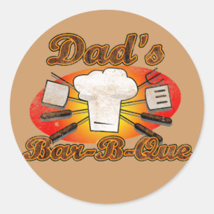 Sticker Rond Retro Diner, Papa's Bar-B-Que BBQ