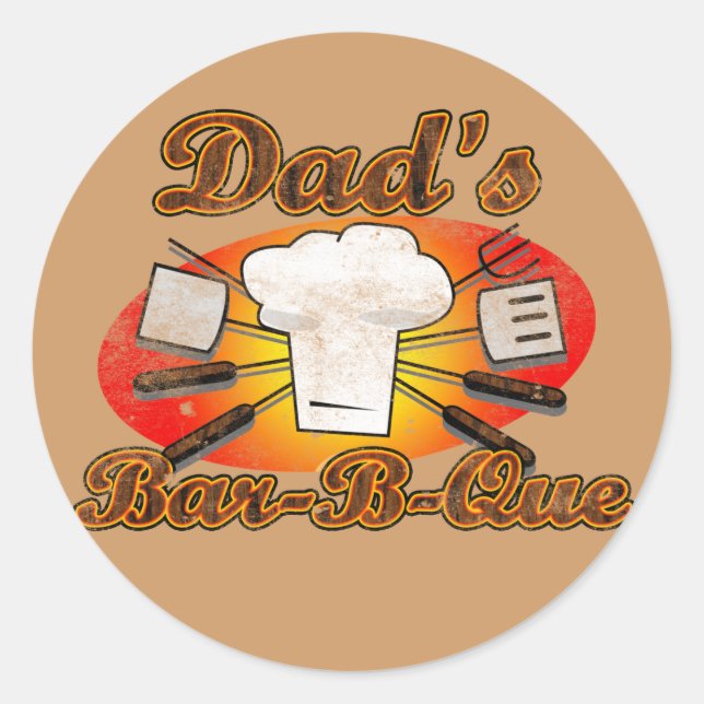 Sticker Rond Retro Diner, Papa's Bar-B-Que BBQ (Devant)