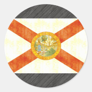 Sticker Rond Rétro drapeau vintage de la Floride
