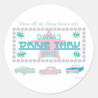Sticker Rond Retro Drive-Thru Diner (pk)