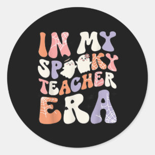 Sticker Rond Retro Enseignant Amusant Halloween mignonne Dans M