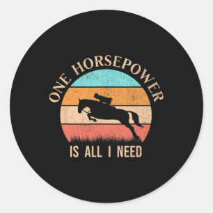 Sticker Rond Retro équitation Girl Drôle cavalier Cheval Vint