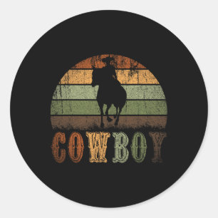 Sticker Rond Rétro équitation Rodéo Western Line Dance Ho