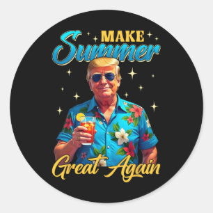Sticker Rond Rétro Faire à Nouveau Grand l'Été Donald Trump Été