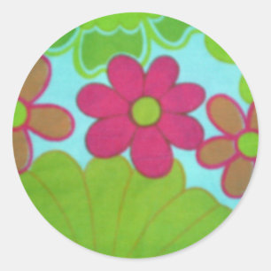 Sticker Rond rétro fleur des années 70
