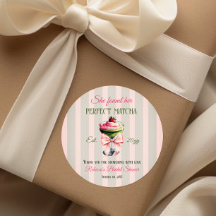 Sticker Rond Rétro Fraise Parfait Matcha Rose Bow Bridal Shower
