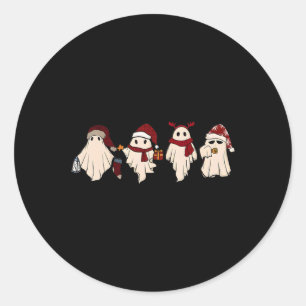 Sticker Rond Retro Funny Ghost Père Noël Sat mignonne Ghosts de