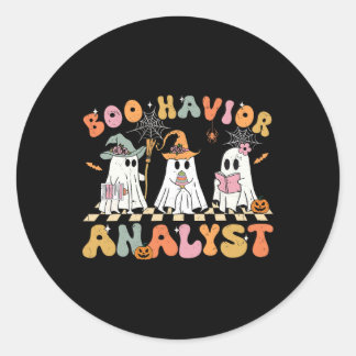 Sticker Rond Rétro Ghost Boo Havior Analyste Thérapiste Bcba Ha
